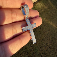 Moissanite Iced Cross Pendant + Steel Rope Chain