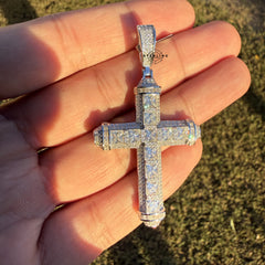 Moissanite Princess Cut Iced Pendant + Steel Rope Chain