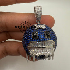 Blue Frozen Emoji Iced Out Pendant