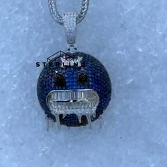Blue Frozen Emoji Iced Out Pendant