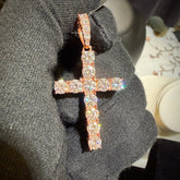 Moissanite 2" Rose Tennis Cross Pendant