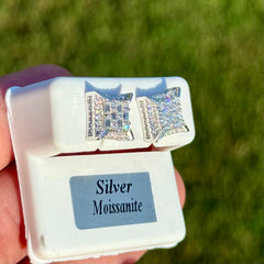 Square Cushion Princess Moissanite Stud Earrings