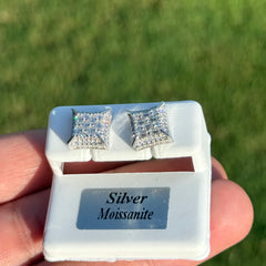 Square Cushion Princess Moissanite Stud Earrings