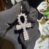 Moissanite Cluster Ankh Pendant