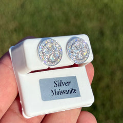 Compass Wheel Disco Moissanite Stud Earrings