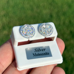 Compass Wheel Disco Moissanite Stud Earrings