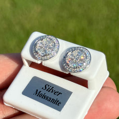 Compass Wheel Disco Moissanite Stud Earrings
