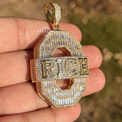 "0 RICH" Hip Hop Bling Pendant