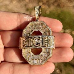 "0 RICH" Hip Hop Bling Pendant