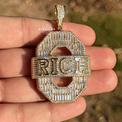 "0 RICH" Hip Hop Bling Pendant