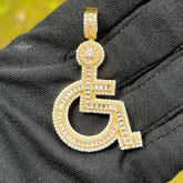Wheelchair Symbol Iced Out Pendant - Gold Tone