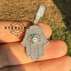 Hamsa Hand Pendant with Blue Evil Eye
