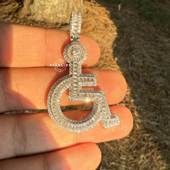 Wheelchair Symbol Pendant - Silver Tone