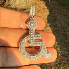 Wheelchair Symbol Pendant - Silver Tone