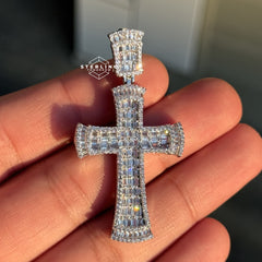 Baguette Cross Iced Out Bling Pendant