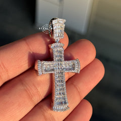 Baguette Cross Iced Out Bling Pendant