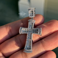 Baguette Cross Iced Out Bling Pendant