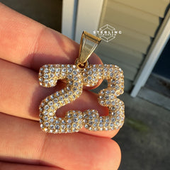 "23" Iced Out Stainless Steel Pendant