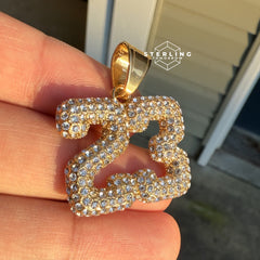 "23" Iced Out Stainless Steel Pendant