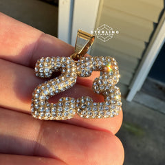 "23" Iced Out Stainless Steel Pendant