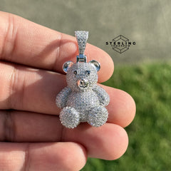 Teddy Bear 925 Silver CZ Pendant