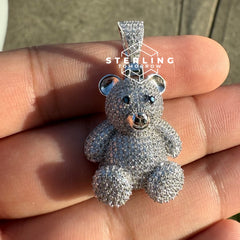 Teddy Bear 925 Silver CZ Pendant