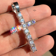 Moissanite Tennis Cross Pendant