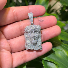 Moissanite Jesus Flower Pendant + Rope Chain