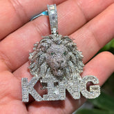 Moissanite King Lion Green Eyes Iced Pendant