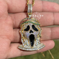 Ghost Horror Gold Tone Custom Baguette Pendant