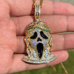 Ghost Horror Gold Tone Custom Baguette Pendant