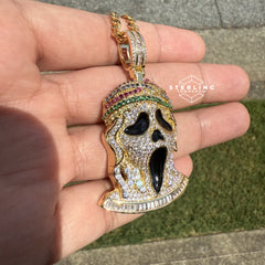 Ghost Horror Gold Tone Custom Baguette Pendant