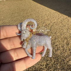 Goat Ram Money Bag Iced Out Bling Pendant
