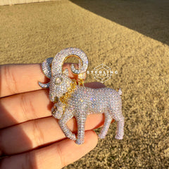 Goat Ram Money Bag Iced Out Bling Pendant
