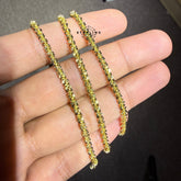 Popcorn Chain Necklace Diamond Cut - 925 Silver 14K Gold Plated - 3mm 22"
