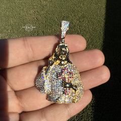 Jesus Iced Out Pendant with Red Cross