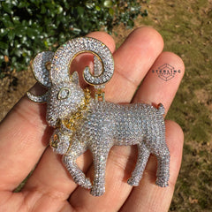 Goat Ram Money Bag Iced Out Bling Pendant