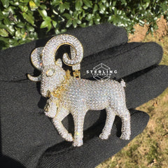 Goat Ram Money Bag Iced Out Bling Pendant