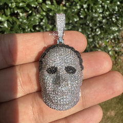 White Gold Mask Iced Out Horror Pendant