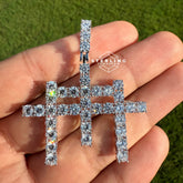 Triple Cross Iced Out Silver Tone Pendant