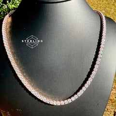Rose Gold Moissanite Tennis Chain 4mm 22"