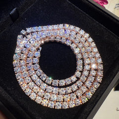 Rose Gold Moissanite Tennis Chain 4mm 22"