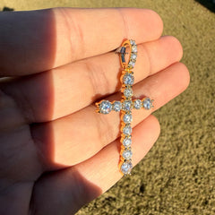 Moissanite Iced Gold Tone Cross Pendant