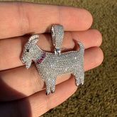 Moissanite Goat Iced Out Pendant + Steel Rope Chain