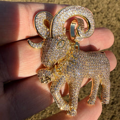 Ram Moneybag Iced Out Pendant 14K Gold Finish