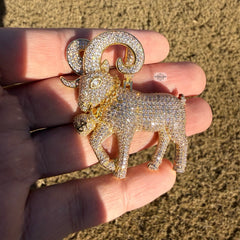 Ram Moneybag Iced Out Pendant 14K Gold Finish