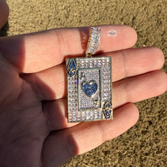 Ace of Hearts Iced Pendant