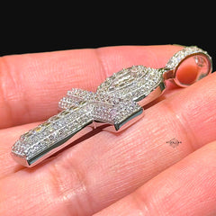 Moissanite Baguette Ankh Pendant 925 Sterling Silver Iced Out Egyptian Cross w/ Rope Chain