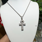 Moissanite 3D Baguette Ankh Pendant