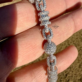 8mm 8" Snow Bead Link Bracelet 925 Sterling Silver CZ